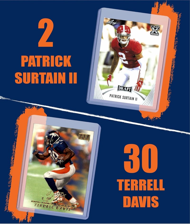 Chaser Denver Broncos Cards: Bo Nix, J.K. Dobbins, John Elway, Courtland Sutton, Evan Engram, Patrick Surtain II, Terrell Davis ASSORTED Football Stars & GOATs Trading Card & Wristbands Gift Pack - Image 4